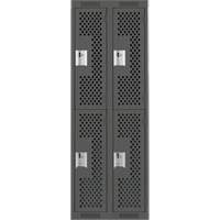 Casiers Clean Line, 2 niveaux, Bloc de 2, 24" x 15" x 72", Acier, Charbon, Rivet (assembl&eacute;), Perfor&eacute; Helyx Safety & Industrial Supplies