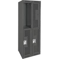 Casiers Clean Line, 2 niveaux, Bloc de 2, 24" x 15" x 72", Acier, Charbon, Rivet (assembl&eacute;), Perfor&eacute; Helyx Safety & Industrial Supplies
