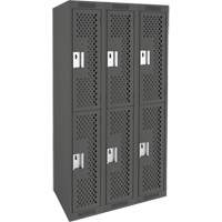 Casiers Clean Line, 2 niveaux, Bloc de 3, 36" x 15" x 72", Acier, Charbon, Rivet (assembl&eacute;), Perfor&eacute; Helyx Safety & Industrial Supplies