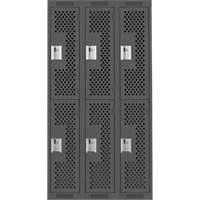 Casiers Clean Line, 2 niveaux, Bloc de 3, 36" x 15" x 72", Acier, Charbon, Rivet (assembl&eacute;), Perfor&eacute; Helyx Safety & Industrial Supplies
