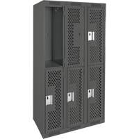 Casiers Clean Line, 2 niveaux, Bloc de 3, 36" x 15" x 72", Acier, Charbon, Rivet (assembl&eacute;), Perfor&eacute; Helyx Safety & Industrial Supplies