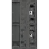Casiers Clean Line, 2 niveaux, Bloc de 3, 36" x 15" x 72", Acier, Charbon, Rivet (assembl&eacute;), Perfor&eacute; Helyx Safety & Industrial Supplies