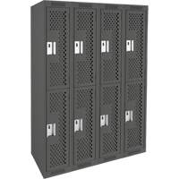 Casiers Clean Line, 2 niveaux, Bloc de 4, 48" x 15" x 72", Acier, Charbon, Rivet (assembl&eacute;), Perfor&eacute; Helyx Safety & Industrial Supplies