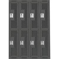 Casiers Clean Line, 2 niveaux, Bloc de 4, 48" x 15" x 72", Acier, Charbon, Rivet (assembl&eacute;), Perfor&eacute; Helyx Safety & Industrial Supplies