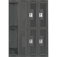 Casiers Clean Line, 2 niveaux, Bloc de 4, 48" x 15" x 72", Acier, Charbon, Rivet (assembl&eacute;), Perfor&eacute; Helyx Safety & Industrial Supplies