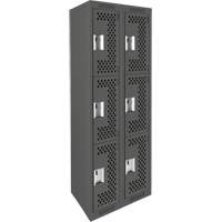 Casiers Clean Line, 3 niveaux, Bloc de 2, 24" x 12" x 72", Acier, Charbon, Rivet (assembl&eacute;), Perfor&eacute; Helyx Safety & Industrial Supplies