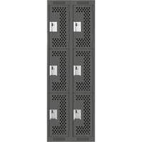 Casiers Clean Line, 3 niveaux, Bloc de 2, 24" x 12" x 72", Acier, Charbon, Rivet (assembl&eacute;), Perfor&eacute; Helyx Safety & Industrial Supplies