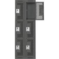 Casiers Clean Line, 3 niveaux, Bloc de 2, 24" x 12" x 72", Acier, Charbon, Rivet (assembl&eacute;), Perfor&eacute; Helyx Safety & Industrial Supplies