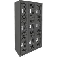Casiers Clean Line, 3 niveaux, Bloc de 3, 36" x 12" x 72", Acier, Charbon, Rivet (assembl&eacute;), Perfor&eacute; Helyx Safety & Industrial Supplies