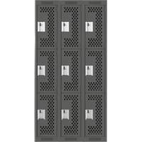 Casiers Clean Line, 3 niveaux, Bloc de 3, 36" x 12" x 72", Acier, Charbon, Rivet (assembl&eacute;), Perfor&eacute; Helyx Safety & Industrial Supplies