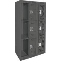 Casiers Clean Line, 3 niveaux, Bloc de 3, 36" x 12" x 72", Acier, Charbon, Rivet (assembl&eacute;), Perfor&eacute; Helyx Safety & Industrial Supplies