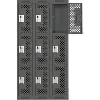 Casiers Clean Line, 3 niveaux, Bloc de 3, 36" x 12" x 72", Acier, Charbon, Rivet (assembl&eacute;), Perfor&eacute; Helyx Safety & Industrial Supplies