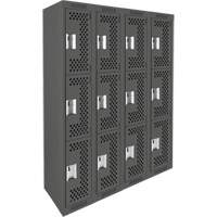 Casiers Clean Line, 3 niveaux, Bloc de 4, 48" x 12" x 72", Acier, Charbon, Rivet (assembl&eacute;), Perfor&eacute; Helyx Safety & Industrial Supplies