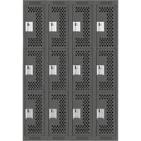 Casiers Clean Line, 3 niveaux, Bloc de 4, 48" x 12" x 72", Acier, Charbon, Rivet (assembl&eacute;), Perfor&eacute; Helyx Safety & Industrial Supplies