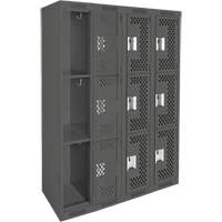Casiers Clean Line, 3 niveaux, Bloc de 4, 48" x 12" x 72", Acier, Charbon, Rivet (assembl&eacute;), Perfor&eacute; Helyx Safety & Industrial Supplies