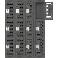 Casiers Clean Line, 3 niveaux, Bloc de 4, 48" x 12" x 72", Acier, Charbon, Rivet (assembl&eacute;), Perfor&eacute; Helyx Safety & Industrial Supplies