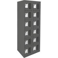 Petit casier perfor&eacute; Clean-Line, 6 niveaux, Bloc de 2, 12" x 72" x 12", Acier Helyx Safety & Industrial Supplies