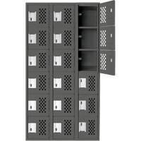 Petit casier perfor&eacute; Clean-Line, 6 niveaux, Bloc de 3, 15" x 72" x 12", Acier Helyx Safety & Industrial Supplies