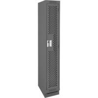 Clean Line Lockers, 12" x 12" x 76", Steel, Charcoal, Rivet (Assembled), Perforated Helyx Safety & Industrial Supplies