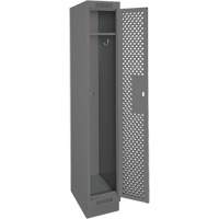 Clean Line Lockers, 12" x 12" x 76", Steel, Charcoal, Rivet (Assembled), Perforated Helyx Safety & Industrial Supplies