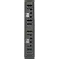Clean Line Lockers, 2 -tier, 12" x 12" x 76", Steel, Charcoal, Rivet (Assembled), Perforated Helyx Safety & Industrial Supplies