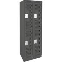 Casiers Clean Line, 2 niveaux, Bloc de 2, 24" x 18" x 76", Acier, Charbon, Rivet (assembl&eacute;), Perfor&eacute; Helyx Safety & Industrial Supplies
