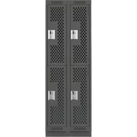 Casiers Clean Line, 2 niveaux, Bloc de 2, 24" x 18" x 76", Acier, Charbon, Rivet (assembl&eacute;), Perfor&eacute; Helyx Safety & Industrial Supplies