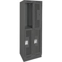 Casiers Clean Line, 2 niveaux, Bloc de 2, 24" x 18" x 76", Acier, Charbon, Rivet (assembl&eacute;), Perfor&eacute; Helyx Safety & Industrial Supplies