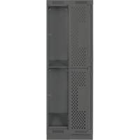 Casiers Clean Line, 2 niveaux, Bloc de 2, 24" x 18" x 76", Acier, Charbon, Rivet (assembl&eacute;), Perfor&eacute; Helyx Safety & Industrial Supplies