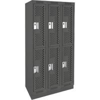Casiers Clean Line, 2 niveaux, Bloc de 3, 36" x 18" x 76", Acier, Charbon, Rivet (assembl&eacute;), Perfor&eacute; Helyx Safety & Industrial Supplies