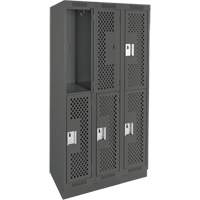 Casiers Clean Line, 2 niveaux, Bloc de 3, 36" x 18" x 76", Acier, Charbon, Rivet (assembl&eacute;), Perfor&eacute; Helyx Safety & Industrial Supplies