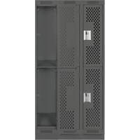 Casiers Clean Line, 2 niveaux, Bloc de 3, 36" x 18" x 76", Acier, Charbon, Rivet (assembl&eacute;), Perfor&eacute; Helyx Safety & Industrial Supplies
