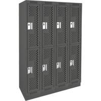 Casiers Clean Line, 2 niveaux, Bloc de 4, 48" x 12" x 76", Acier, Charbon, Rivet (assembl&eacute;), Perfor&eacute; Helyx Safety & Industrial Supplies