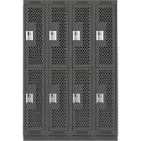 Casiers Clean Line, 2 niveaux, Bloc de 4, 48" x 12" x 76", Acier, Charbon, Rivet (assembl&eacute;), Perfor&eacute; Helyx Safety & Industrial Supplies