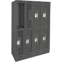 Casiers Clean Line, 2 niveaux, Bloc de 4, 48" x 12" x 76", Acier, Charbon, Rivet (assembl&eacute;), Perfor&eacute; Helyx Safety & Industrial Supplies