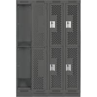Casiers Clean Line, 2 niveaux, Bloc de 4, 48" x 12" x 76", Acier, Charbon, Rivet (assembl&eacute;), Perfor&eacute; Helyx Safety & Industrial Supplies
