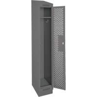 Clean Line Lockers, 12" x 12" x 82", Steel, Charcoal, Rivet (Assembled), Perforated Helyx Safety & Industrial Supplies