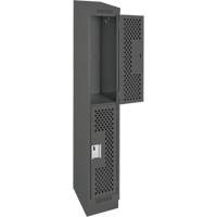 Casiers Clean Line, 2 niveaux, 12" x 18" x 82", Acier, Charbon, Rivet (assembl&eacute;), Perfor&eacute; Helyx Safety & Industrial Supplies