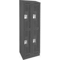 Casiers Clean Line, 2 niveaux, Bloc de 2, 24" x 15" x 82", Acier, Charbon, Rivet (assembl&eacute;), Perfor&eacute; Helyx Safety & Industrial Supplies
