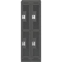 Casiers Clean Line, 2 niveaux, Bloc de 2, 24" x 15" x 82", Acier, Charbon, Rivet (assembl&eacute;), Perfor&eacute; Helyx Safety & Industrial Supplies