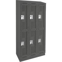 Casiers Clean Line, 2 niveaux, Bloc de 3, 36" x 15" x 82", Acier, Charbon, Rivet (assembl&eacute;), Perfor&eacute; Helyx Safety & Industrial Supplies