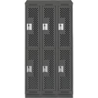 Casiers Clean Line, 2 niveaux, Bloc de 3, 36" x 15" x 82", Acier, Charbon, Rivet (assembl&eacute;), Perfor&eacute; Helyx Safety & Industrial Supplies