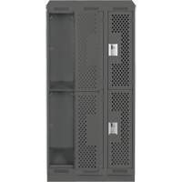 Casiers Clean Line, 2 niveaux, Bloc de 3, 36" x 15" x 82", Acier, Charbon, Rivet (assembl&eacute;), Perfor&eacute; Helyx Safety & Industrial Supplies
