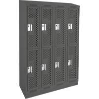 Casiers Clean Line, 2 niveaux, Bloc de 4, 48" x 15" x 82", Acier, Charbon, Rivet (assembl&eacute;), Perfor&eacute; Helyx Safety & Industrial Supplies