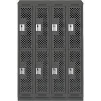 Casiers Clean Line, 2 niveaux, Bloc de 4, 48" x 15" x 82", Acier, Charbon, Rivet (assembl&eacute;), Perfor&eacute; Helyx Safety & Industrial Supplies