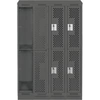 Casiers Clean Line, 2 niveaux, Bloc de 4, 48" x 15" x 82", Acier, Charbon, Rivet (assembl&eacute;), Perfor&eacute; Helyx Safety & Industrial Supplies