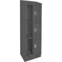 Casiers Clean Line, 3 niveaux, Bloc de 2, 24" x 12" x 82", Acier, Charbon, Rivet (assembl&eacute;), Perfor&eacute; Helyx Safety & Industrial Supplies