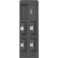 Casiers Clean Line, 3 niveaux, Bloc de 2, 24" x 12" x 82", Acier, Charbon, Rivet (assembl&eacute;), Perfor&eacute; Helyx Safety & Industrial Supplies