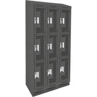 Casiers Clean Line, 3 niveaux, Bloc de 3, 36" x 12" x 82", Acier, Charbon, Rivet (assembl&eacute;), Perfor&eacute; Helyx Safety & Industrial Supplies