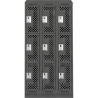 Casiers Clean Line, 3 niveaux, Bloc de 3, 36" x 12" x 82", Acier, Charbon, Rivet (assembl&eacute;), Perfor&eacute; Helyx Safety & Industrial Supplies